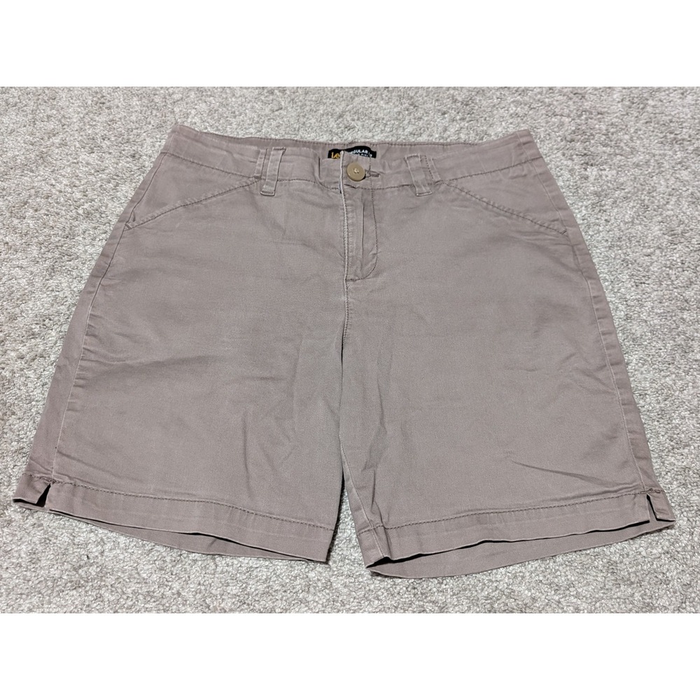 Lee Shorts Womens 10 Taupe Regular Mid Rise‎ Chino Cotton Stretch Casual Classic